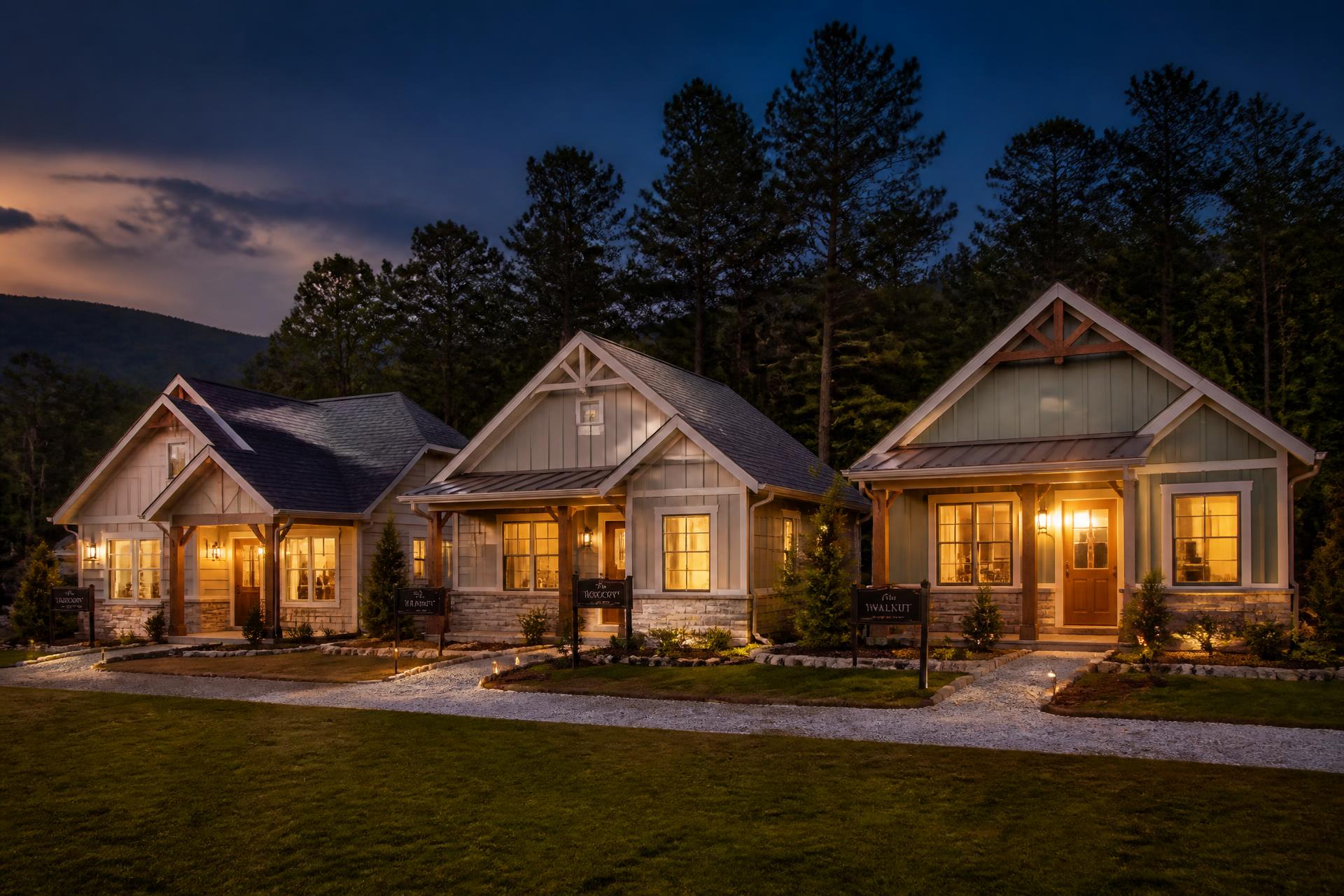 Ledbetter custom home at dusk