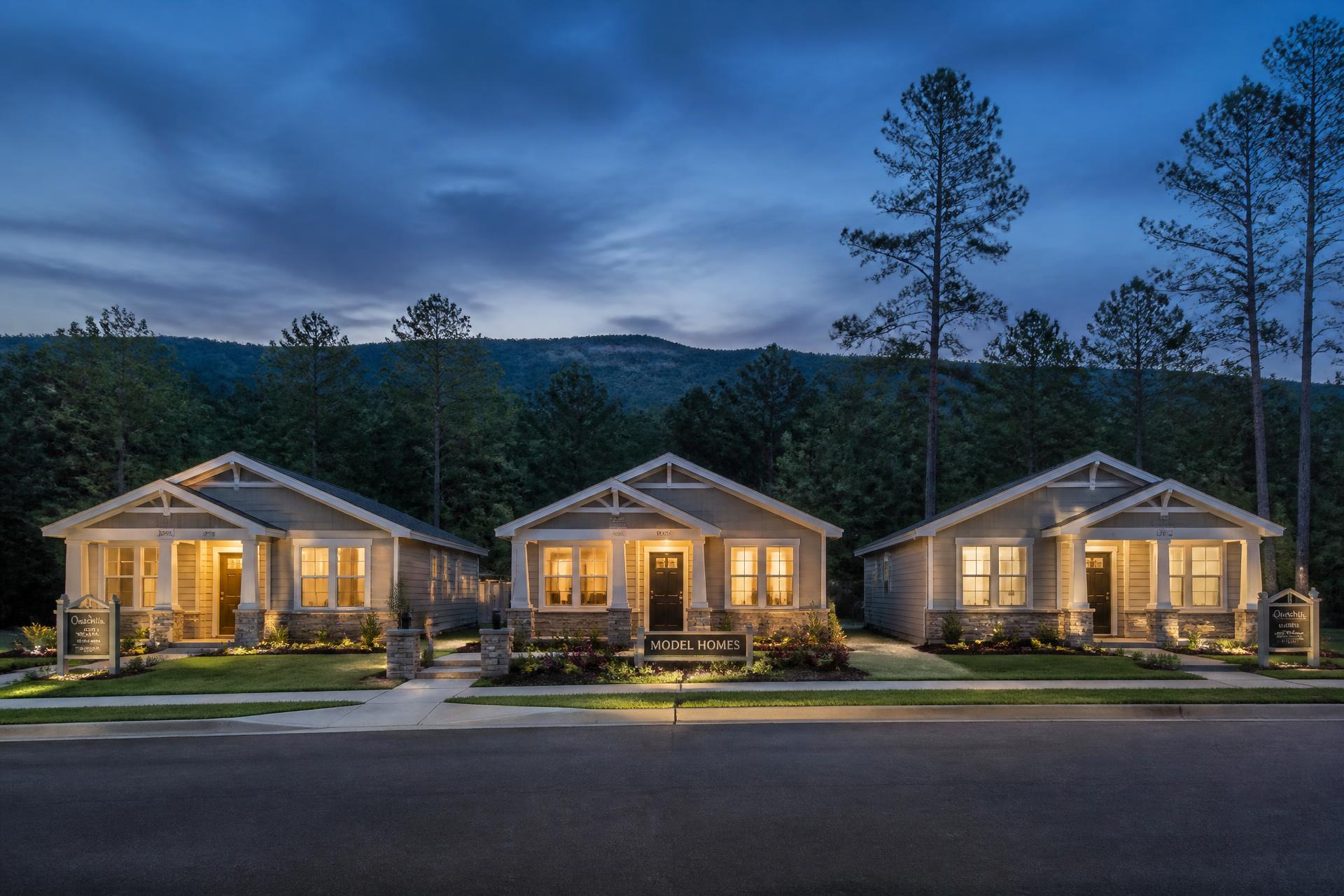 Ledbetter custom home at dusk